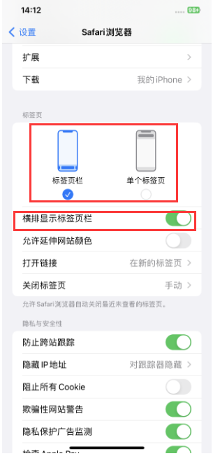 桓仁苹果手机维修分享Safari浏览器如何切换标签栏位置 